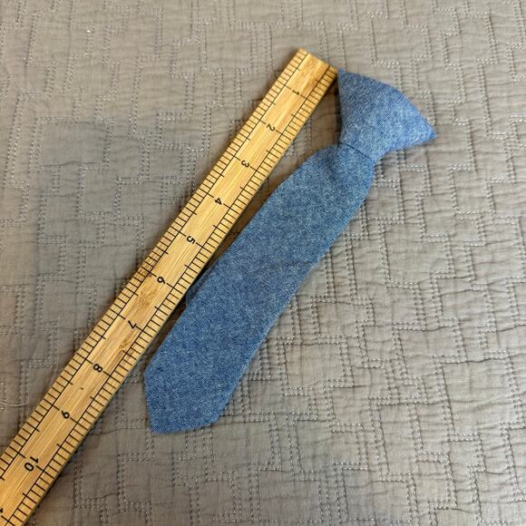 Toddler Boys Chambray Blue Neck Tie Clip On Tie Fancy Dressup Preppy Cute - Picture 6 of 7